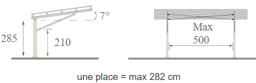 Ombrière Aluminium Pensilsole Cantilever ancrage plaques acier